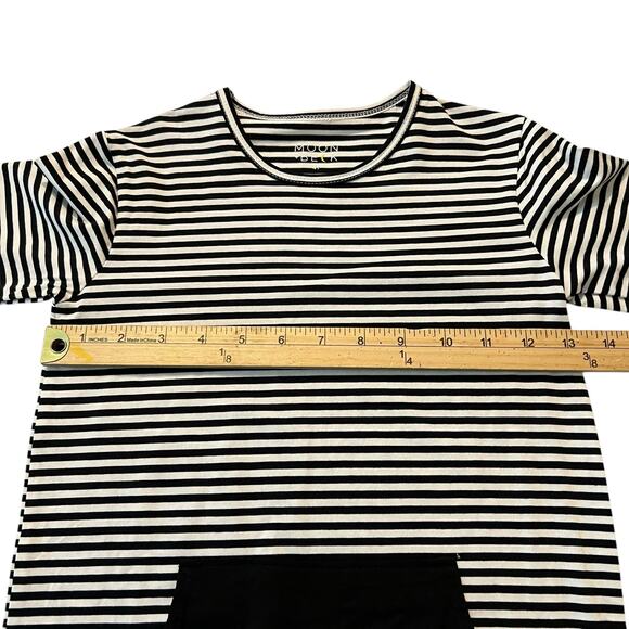 Moon + Beck Bamboo Viscose Striped Romper 4T Black White Pocket Snap Closure NWT - Picture 6 of 9
